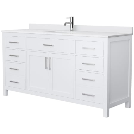 A large image of the Wyndham Collection WCG242466S-UNSMXX White / White Cultured Marble Top / Brushed Nickel Hardware
