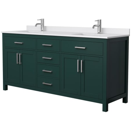A large image of the Wyndham Collection WCG242472D-UNSMXX Green / White Cultured Marble Top / Brushed Nickel Hardware
