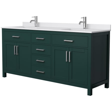 A large image of the Wyndham Collection WCG242472D-UNSMXX Green / White Cultured Marble Top / Brushed Nickel Hardware
