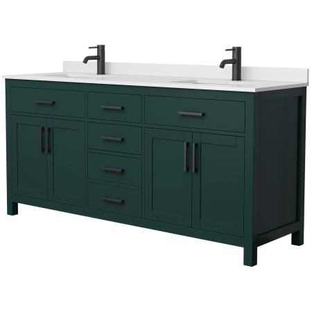 A large image of the Wyndham Collection WCG242472D-UNSMXX Green / White Cultured Marble Top / Matte Black Hardware