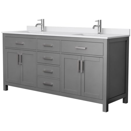 A large image of the Wyndham Collection WCG242472DWCUNSMXX Dark Gray / White Cultured Marble Top / Brushed Nickel Hardware