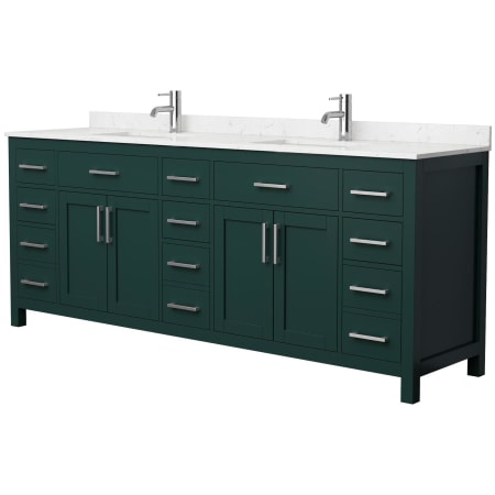 A large image of the Wyndham Collection WCG242484D-UNSMXX Green / Carrara Cultured Marble Top / Brushed Nickel Hardware