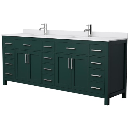 A large image of the Wyndham Collection WCG242484D-UNSMXX Green / White Cultured Marble Top / Brushed Nickel Hardware