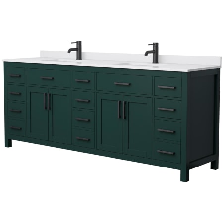 A large image of the Wyndham Collection WCG242484D-UNSMXX Green / White Cultured Marble Top / Matte Black Hardware
