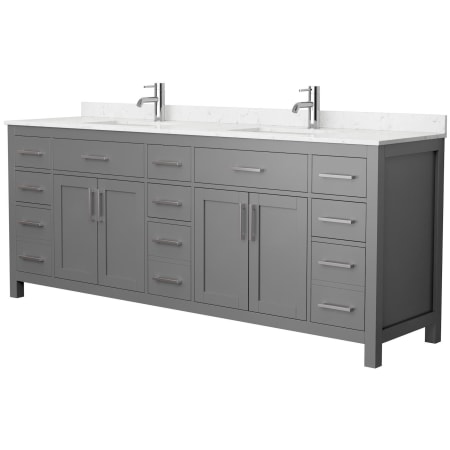 A large image of the Wyndham Collection WCG242484D-UNSMXX Dark Gray / Carrara Cultured Marble Top / Brushed Nickel Hardware