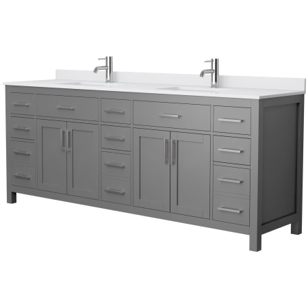 A large image of the Wyndham Collection WCG242484D-UNSMXX Dark Gray / White Cultured Marble Top / Brushed Nickel Hardware