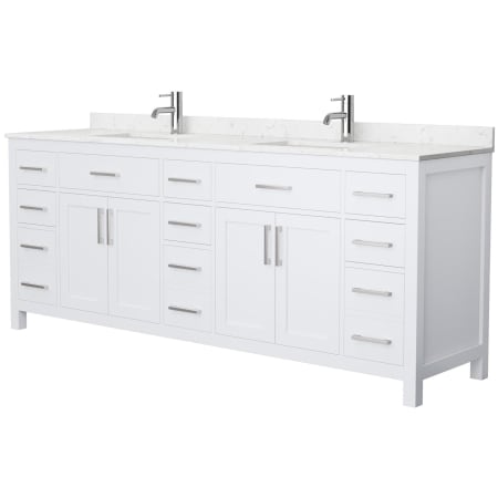 A large image of the Wyndham Collection WCG242484D-UNSMXX White / Carrara Cultured Marble Top / Brushed Nickel Hardware