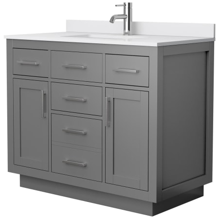 A large image of the Wyndham Collection WCG262642S-VCA-UNSMXX Dark Gray / White Cultured Marble Top / Brushed Nickel Hardware