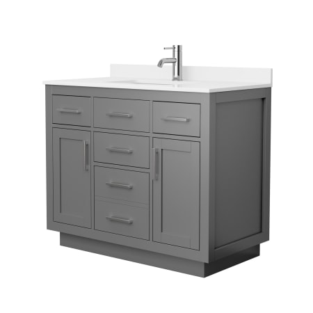 A large image of the Wyndham Collection WCG262642S-QTZ-UNSMXX Dark Gray / White Quartz Top / Brushed Nickel Hardware