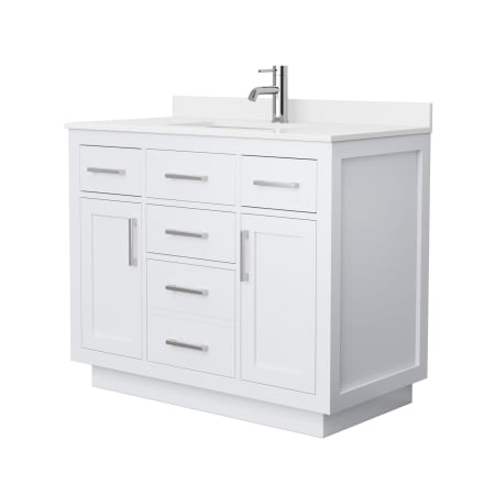 A large image of the Wyndham Collection WCG262642S-QTZ-UNSMXX White / White Quartz Top / Brushed Nickel Hardware