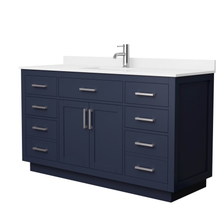 A large image of the Wyndham Collection WCG262660S-QTZ-UNSMXX Dark Blue / White Quartz Top / Brushed Nickel Hardware