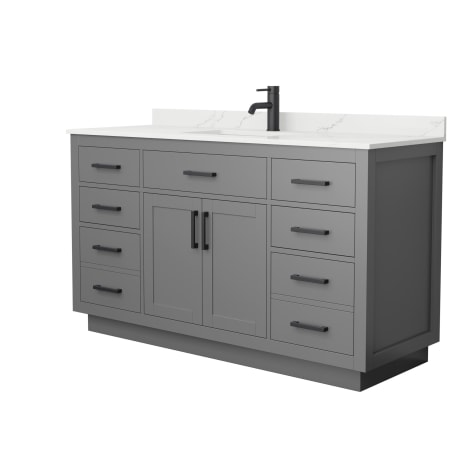 A large image of the Wyndham Collection WCG262660S-QTZ-UNSMXX Dark Gray / Giotto Quartz Top / Matte Black Hardware