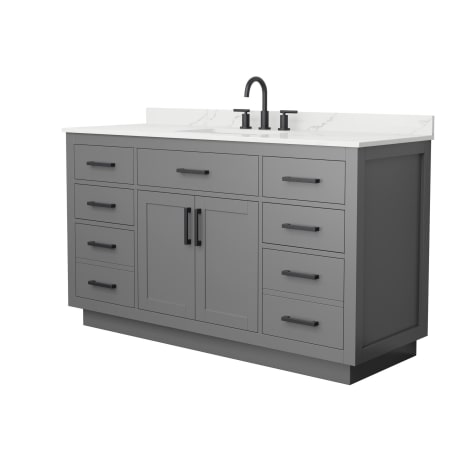 A large image of the Wyndham Collection WCG262660S-QTZ-US3MXX Dark Gray / Giotto Quartz Top / Matte Black Hardware