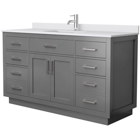 A large image of the Wyndham Collection WCG262660S-VCA-UNSMXX Dark Gray / White Cultured Marble Top / Brushed Nickel Hardware