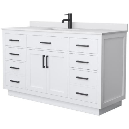 A large image of the Wyndham Collection WCG262660S-VCA-UNSMXX White / White Cultured Marble Top / Matte Black Hardware