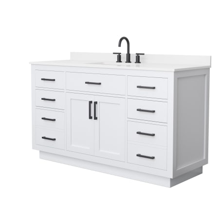 A large image of the Wyndham Collection WCG262660S-QTZ-US3MXX White / White Quartz Top / Matte Black Hardware