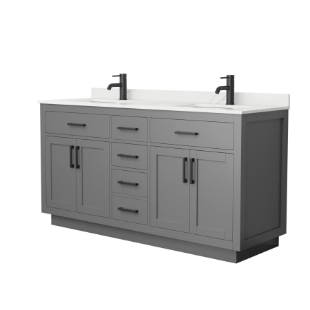 A large image of the Wyndham Collection WCG262666D-QTZ-UNSMXX Dark Gray / Giotto Quartz Top / Matte Black Hardware