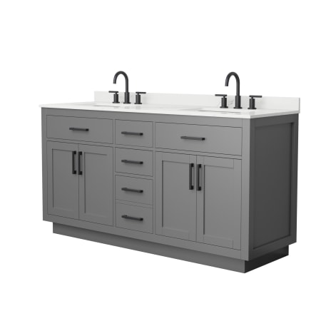 A large image of the Wyndham Collection WCG262666D-QTZ-US3MXX Dark Gray / Giotto Quartz Top / Matte Black Hardware