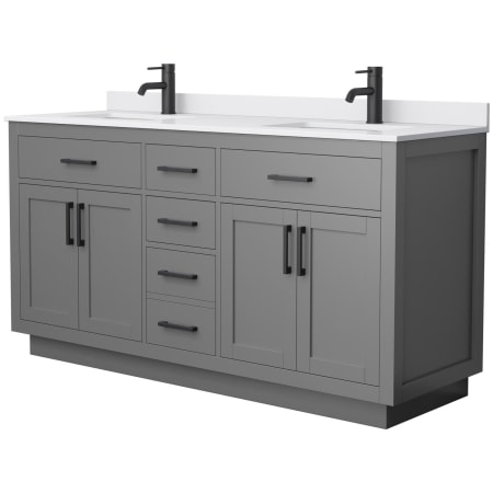 A large image of the Wyndham Collection WCG262666D-VCA-UNSMXX Dark Gray / White Cultured Marble Top / Matte Black Hardware