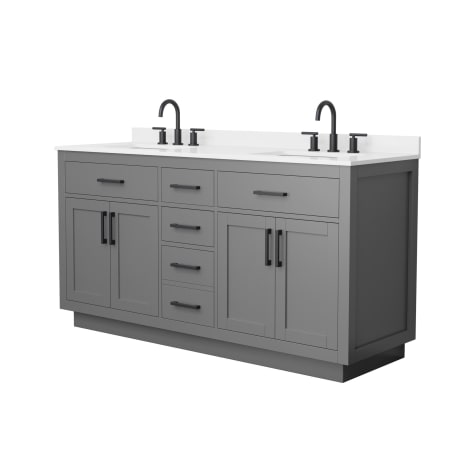 A large image of the Wyndham Collection WCG262666D-QTZ-US3MXX Dark Gray / White Quartz Top / Matte Black Hardware