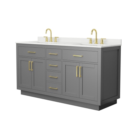 A large image of the Wyndham Collection WCG262666D-QTZ-US3MXX Dark Gray / Giotto Quartz Top / Brushed Gold Hardware