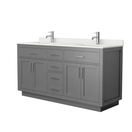 A large image of the Wyndham Collection WCG262666D-QTZ-UNSMXX Dark Gray / Giotto Quartz Top / Brushed Nickel Hardware