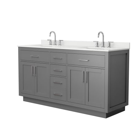 A large image of the Wyndham Collection WCG262666D-QTZ-US3MXX Dark Gray / Giotto Quartz Top / Brushed Nickel Hardware