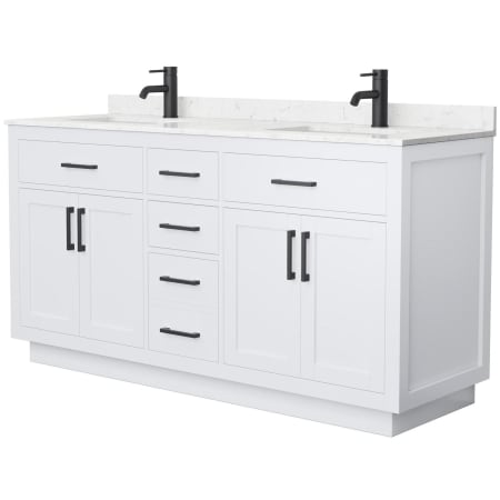 A large image of the Wyndham Collection WCG262666D-VCA-UNSMXX White / Carrara Cultured Marble Top / Matte Black Hardware