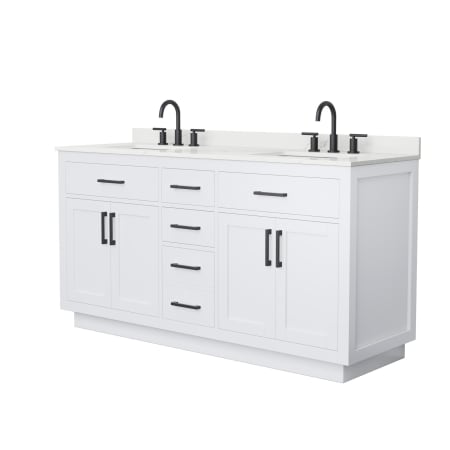 A large image of the Wyndham Collection WCG262666D-QTZ-US3MXX White / Giotto Quartz Top / Matte Black Hardware