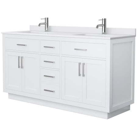 A large image of the Wyndham Collection WCG262666D-VCA-UNSMXX White / White Cultured Marble Top / Brushed Nickel Hardware