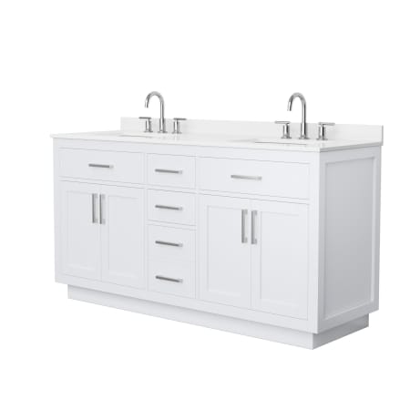 A large image of the Wyndham Collection WCG262666D-QTZ-US3MXX White / White Quartz Top / Brushed Nickel Hardware