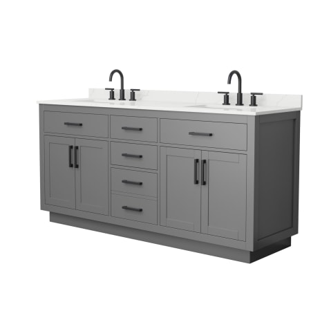 A large image of the Wyndham Collection WCG262672D-QTZ-US3MXX Dark Gray / Giotto Quartz Top / Matte Black Hardware