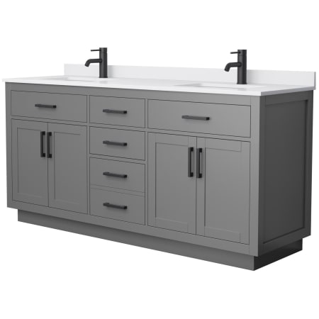 A large image of the Wyndham Collection WCG262672D-VCA-UNSMXX Dark Gray / White Cultured Marble Top / Matte Black Hardware