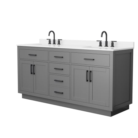 A large image of the Wyndham Collection WCG262672D-QTZ-US3MXX Dark Gray / White Quartz Top / Matte Black Hardware