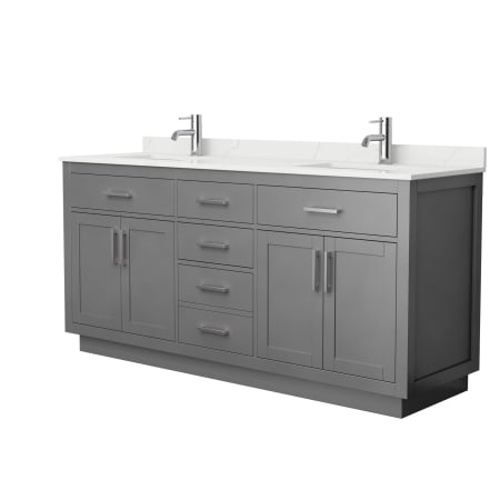 A large image of the Wyndham Collection WCG262672D-QTZ-UNSMXX Dark Gray / Giotto Quartz Top / Brushed Nickel Hardware