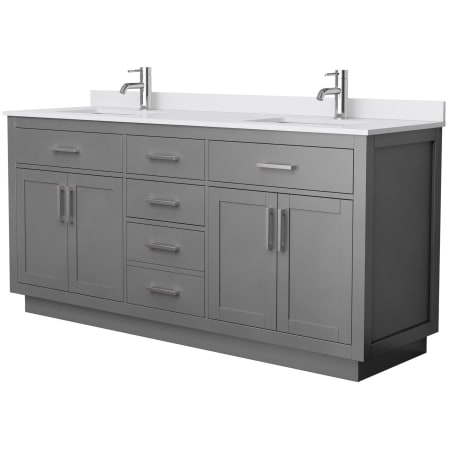 A large image of the Wyndham Collection WCG262672D-VCA-UNSMXX Dark Gray / White Cultured Marble Top / Brushed Nickel Hardware