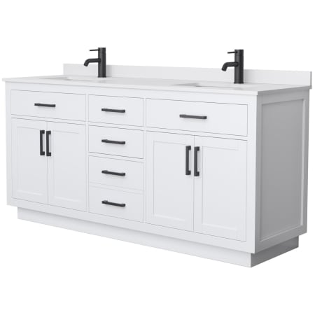 A large image of the Wyndham Collection WCG262672D-VCA-UNSMXX White / White Cultured Marble Top / Matte Black Hardware