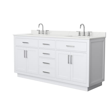 A large image of the Wyndham Collection WCG262672D-QTZ-US3MXX White / Giotto Quartz Top / Brushed Nickel Hardware