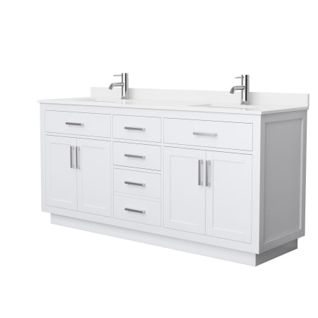 A large image of the Wyndham Collection WCG262672D-QTZ-UNSMXX White / White Quartz Top / Brushed Nickel Hardware