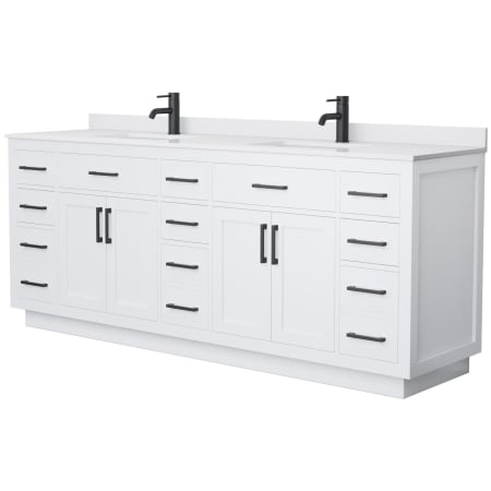 A large image of the Wyndham Collection WCG262684D-VCA-UNSMXX White / White Cultured Marble Top / Matte Black Hardware