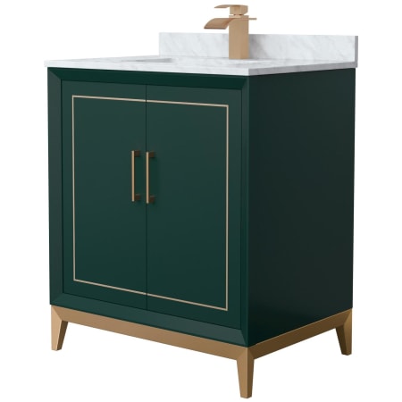 A large image of the Wyndham Collection WCH515130S-NAT-UNSMXX Green / Satin Bronze Hardware