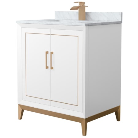 A large image of the Wyndham Collection WCH515130S-NAT-UNSMXX White / Satin Bronze Hardware