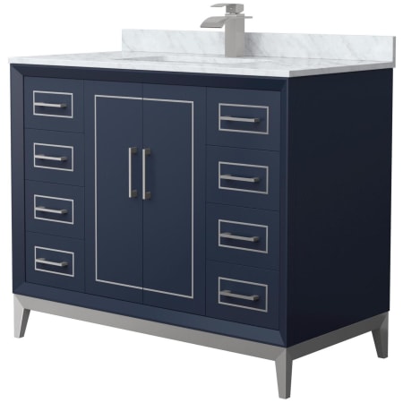A large image of the Wyndham Collection WCH515142S-NAT-UNSMXX Dark Blue / Brushed Nickel Hardware