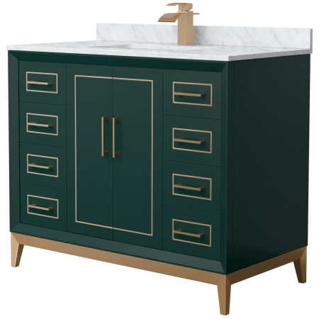 A large image of the Wyndham Collection WCH515142S-NAT-UNSMXX Green / Satin Bronze Hardware
