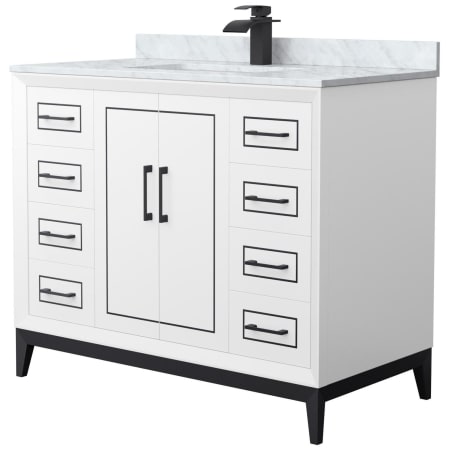 A large image of the Wyndham Collection WCH515142S-NAT-UNSMXX White / Matte Black Hardware
