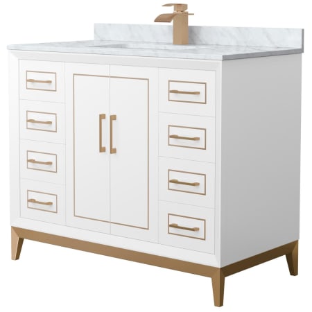 A large image of the Wyndham Collection WCH515142S-NAT-UNSMXX White / Satin Bronze Hardware