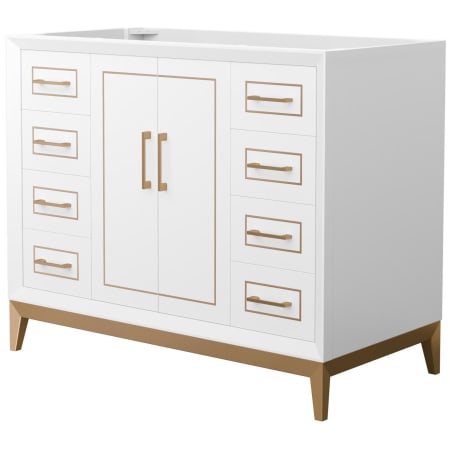 A large image of the Wyndham Collection WCH515142S-CXSXX-MXX White / Satin Bronze Hardware