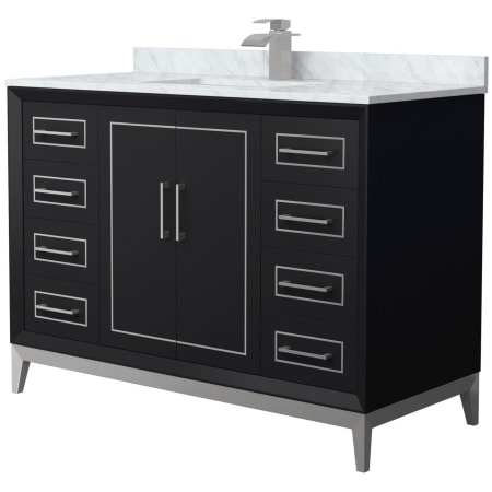 A large image of the Wyndham Collection WCH515148S-NAT-UNSMXX Black / Brushed Nickel Hardware