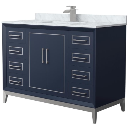 A large image of the Wyndham Collection WCH515148S-NAT-UNSMXX Dark Blue / Brushed Nickel Hardware
