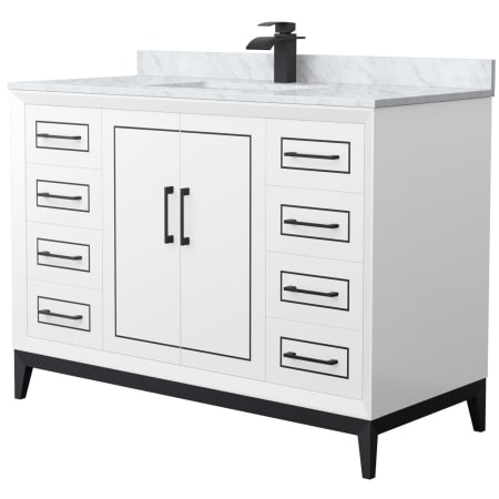 A large image of the Wyndham Collection WCH515148S-NAT-UNSMXX White / Matte Black Hardware